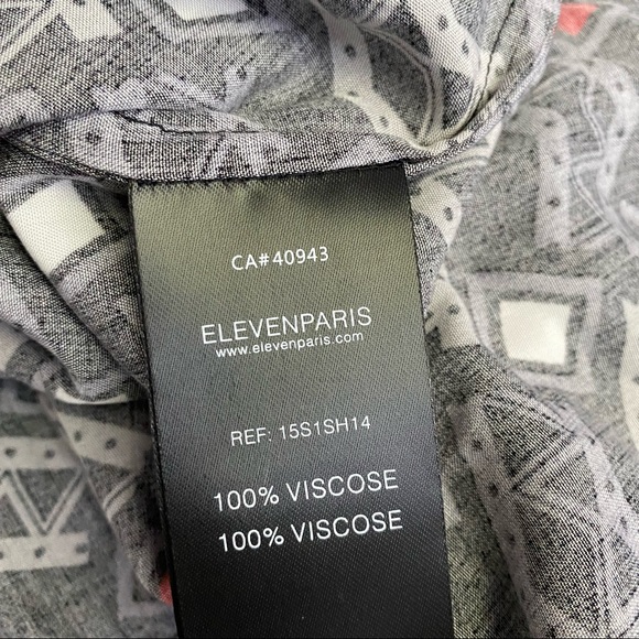 NWT Eleven Paris Geometric Viscose Snap Button Shirt - Picture 10 of 14